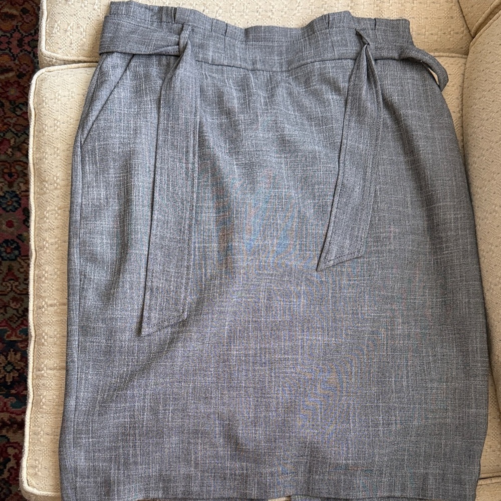 Ann Taylor Grey Paperbag Waist Pencil Skirt